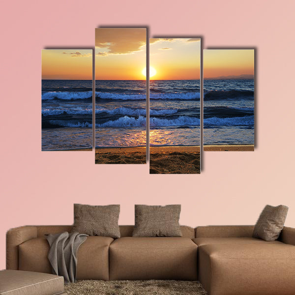 Sunset on a Aegean sea in Greece Multi panel canvas wall art