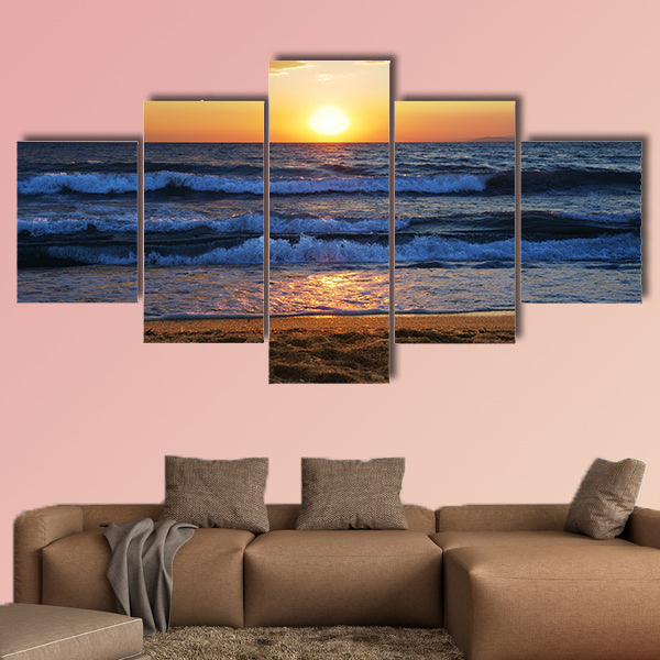 Sunset on a Aegean sea in Greece Multi panel canvas wall art