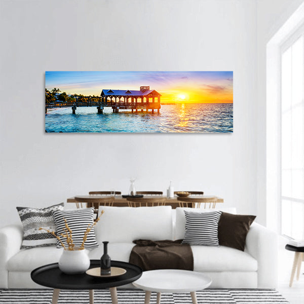 Pier at the beach in Key West, Florida USA panoramic canvas wall art