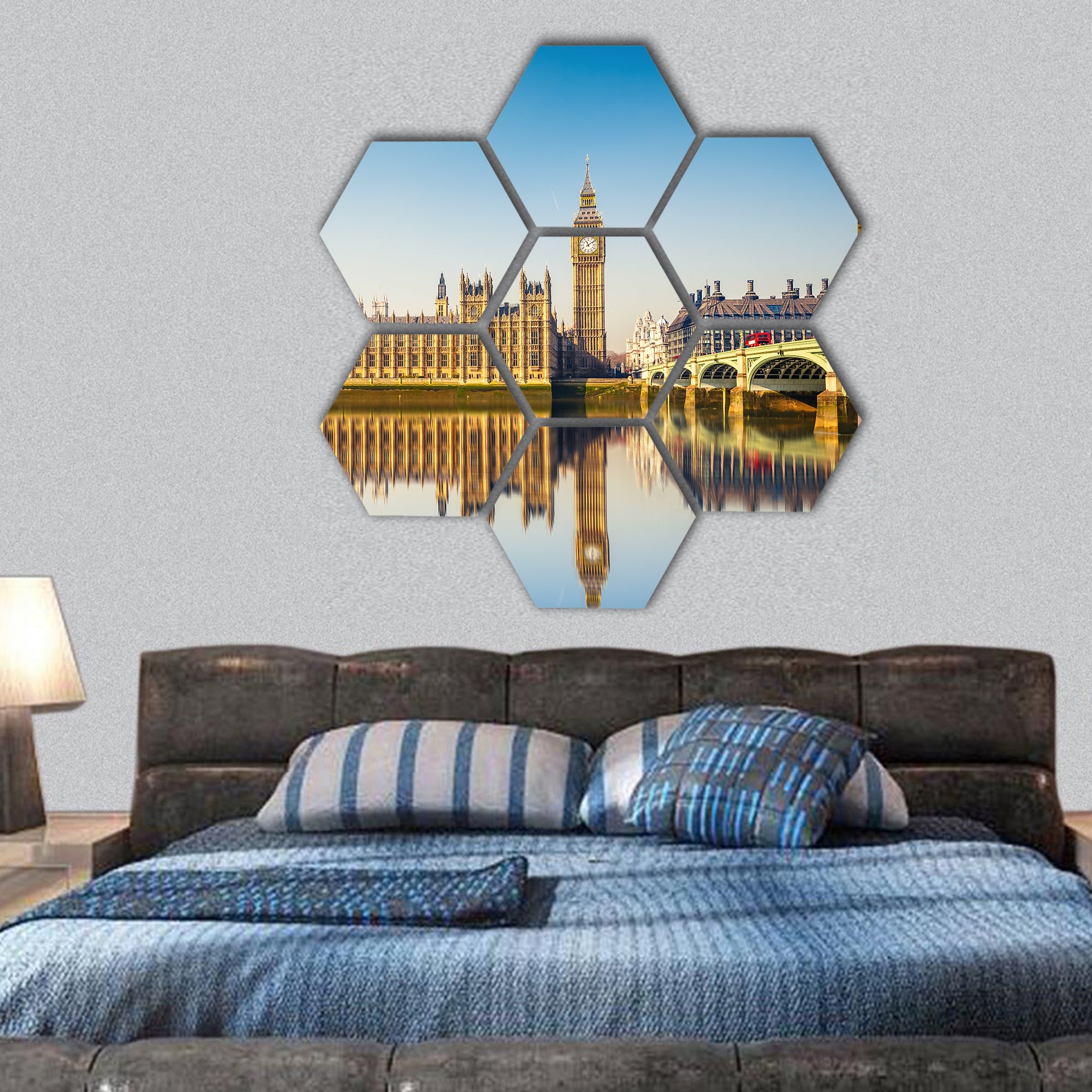 Big Ben and Houses of parliament, London hexagonal canvas wall art
