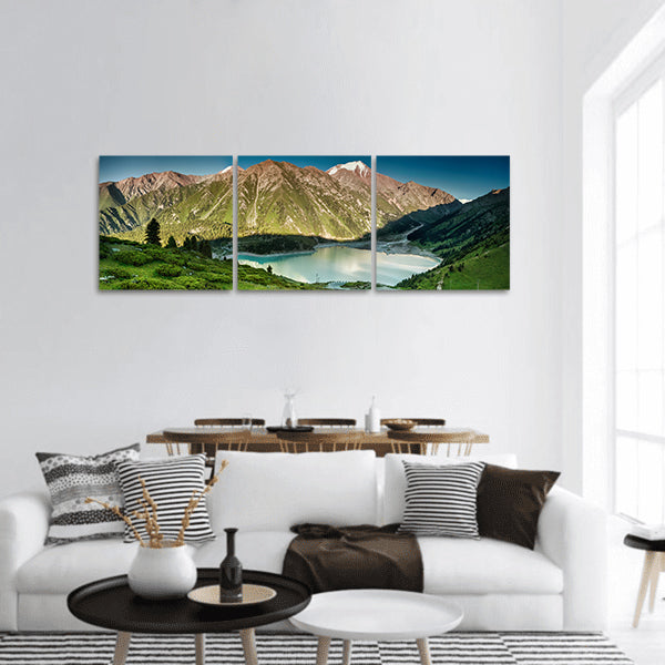Big Almaty Lake in mountains of Zaili Alatay, Kazakhstan, Asia panoramic canvas wall art