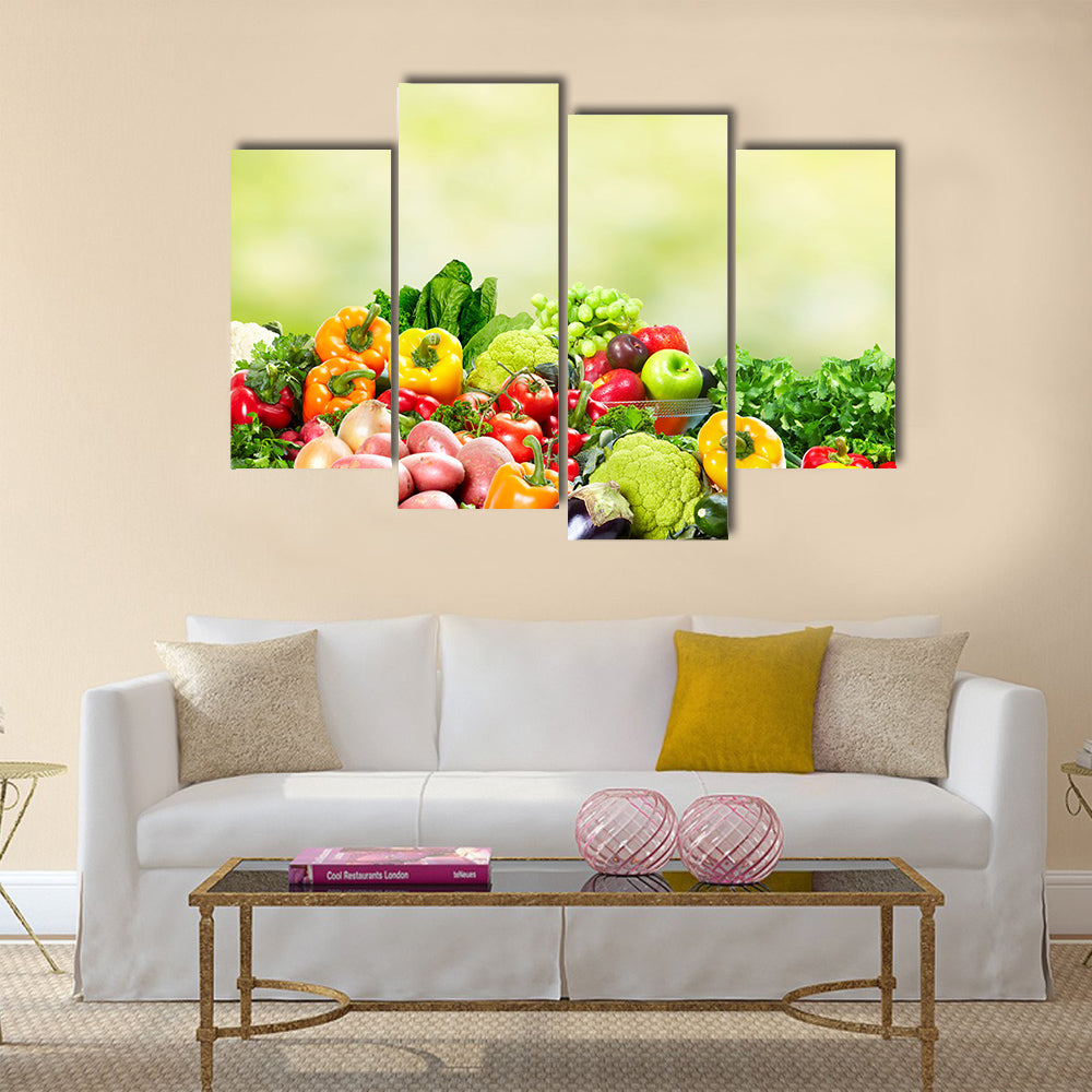 Fruits and vegetables Multi panel canvas wall art