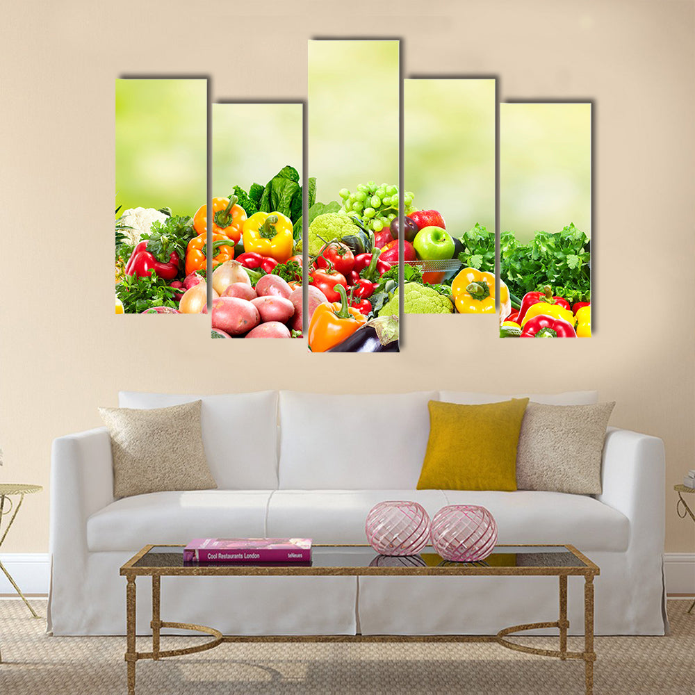 Fruits and vegetables Multi panel canvas wall art