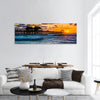 Sunset over fishing pier and Gulf of Mexico in Naples, Florida panoramic canvas wall art