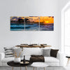 Sunset over fishing pier and Gulf of Mexico in Naples, Florida panoramic canvas wall art