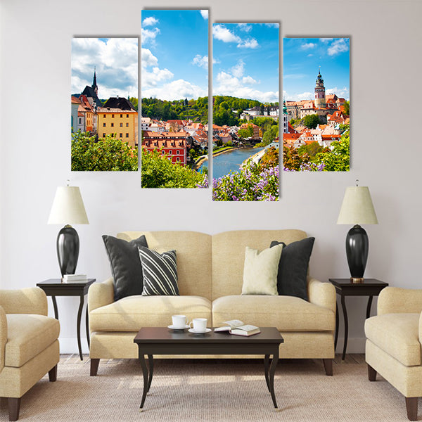 Beautiful view to tower of Cesky Krumlov, Czech republic Multi Panel Canvas Wall Art