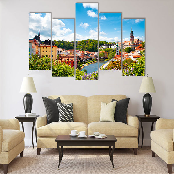 Beautiful view to tower of Cesky Krumlov, Czech republic Multi Panel Canvas Wall Art