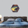 Beautiful landscape and sunset hexagonal canvas wall art