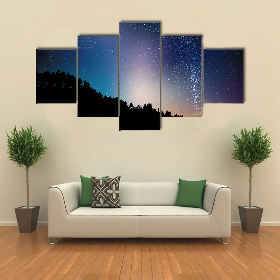 Deep Sky Night with Stars and Milky Way Multi Panel Canvas Print Wall Art