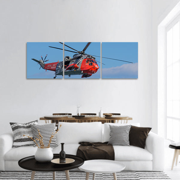 Royal Navy Sea King Search Rescue Helicopter Flying panoramic canvas wall art