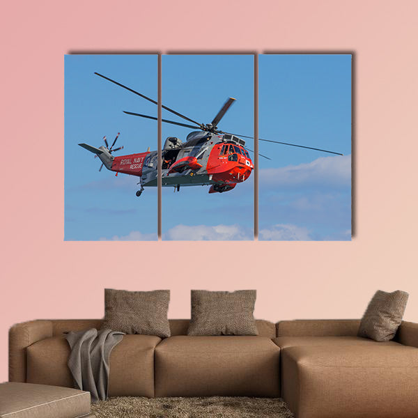  Royal Navy Sea King Search and Rescue Helicopter Flying multi panel canvas wall