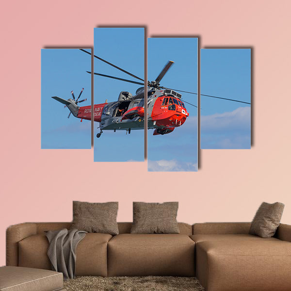  Royal Navy Sea King Search and Rescue Helicopter Flying multi panel canvas wall