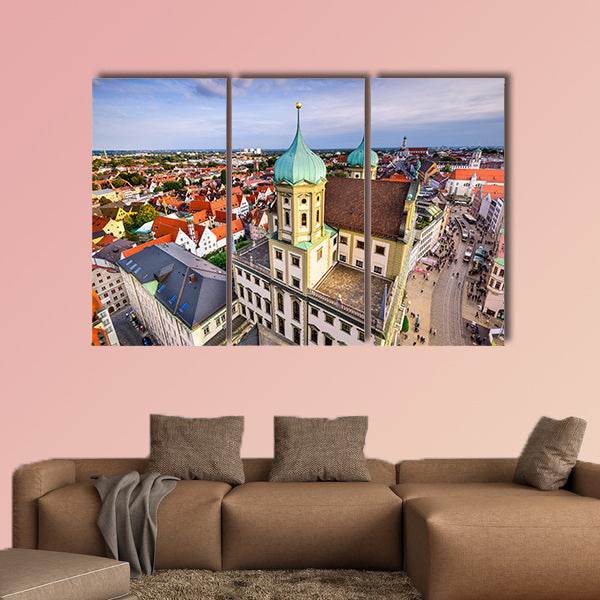 Augsuburg, Germany city skyline multi panel canvas wall art