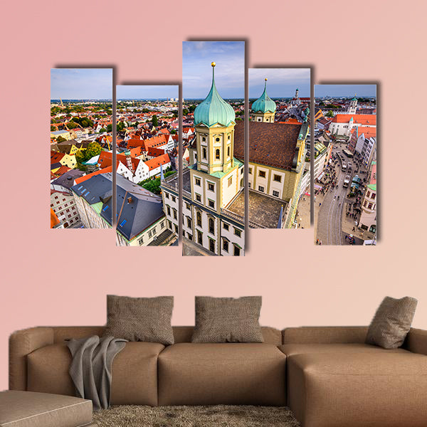 Augsuburg, Germany city skyline multi panel canvas wall art
