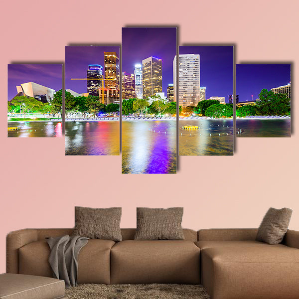 Los Angeles, California, USA downtown city skyline multi panel canvas wall art