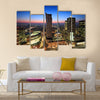 Warsaw city center at sunset Multi panel canvas wall art