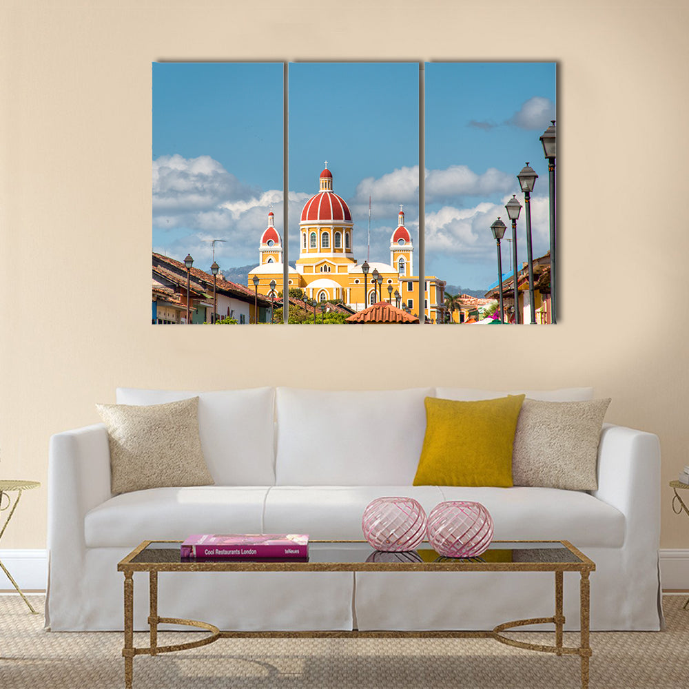 The cathedral of Granada, with its red tile roof is the icon of Granada, Nicaragua Multi panel canvas wall art