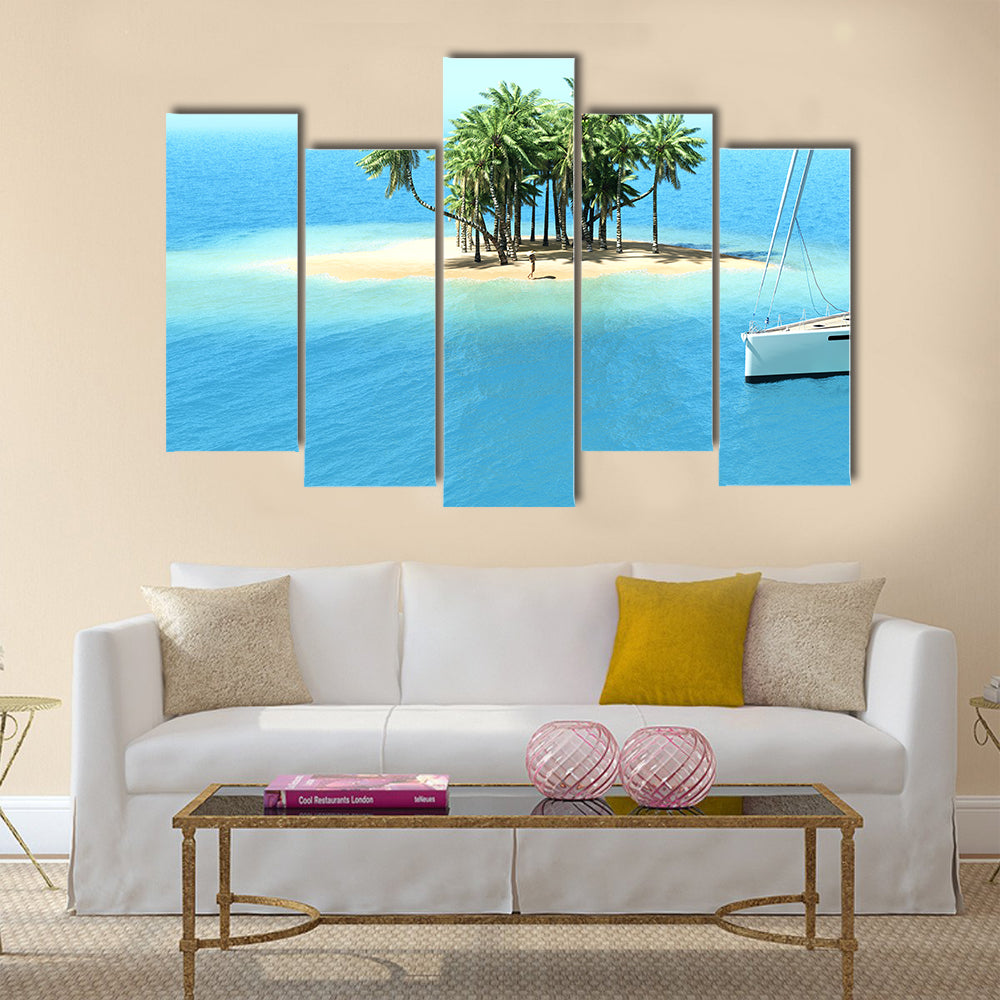 Snorkeling in shallow tropical water multi panel canvas wall art