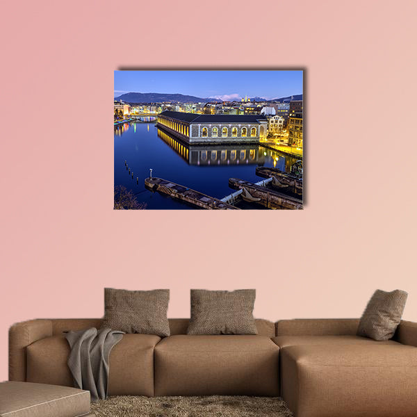 BFM, cathedral tower and Rhone River, Geneva, Switzerland wall art