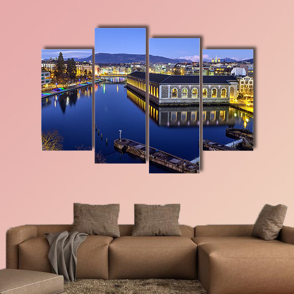 BFM, cathedral tower and Rhone River, Geneva, Switzerland wall art