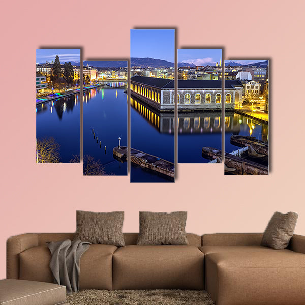 BFM, cathedral tower and Rhone River, Geneva, Switzerland wall art