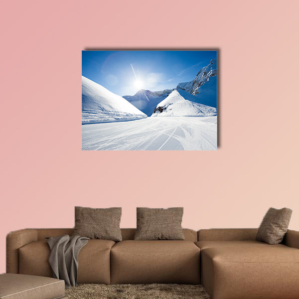 The beautiful winter ski-track near Caucasus Mountains multi panel canvas wall art