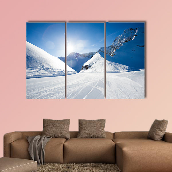 The beautiful winter ski-track near Caucasus Mountains multi panel canvas wall art