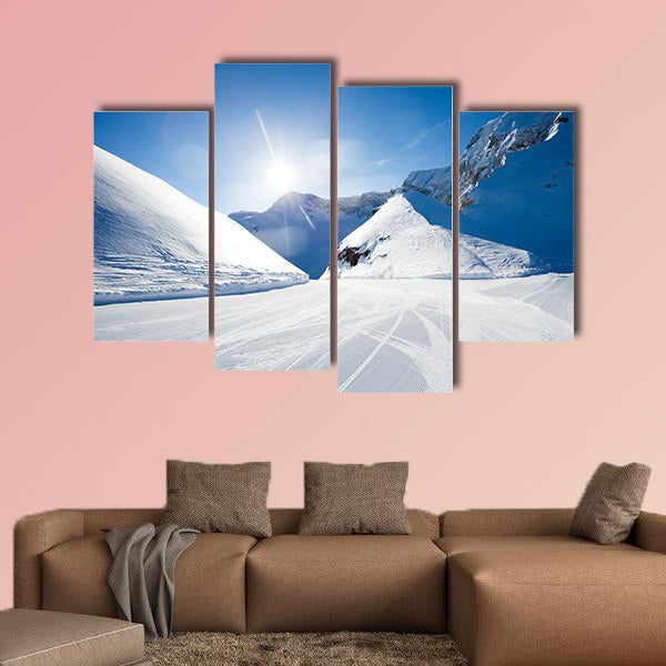The beautiful winter ski-track near Caucasus Mountains multi panel canvas wall art