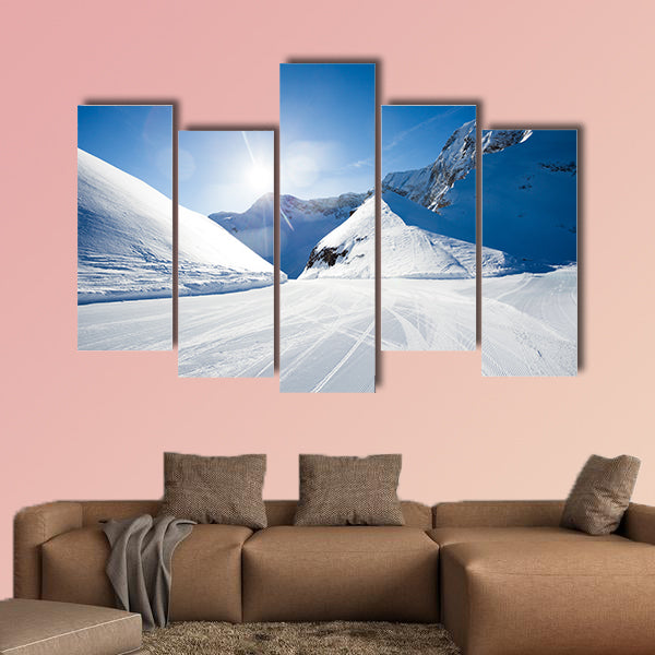 The beautiful winter ski-track near Caucasus Mountains multi panel canvas wall art