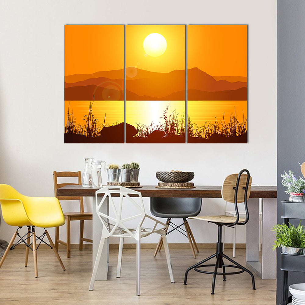 The Rocky Mountain Depicting The Sunrise Beauty, Multi Panel Canvas Wall Art