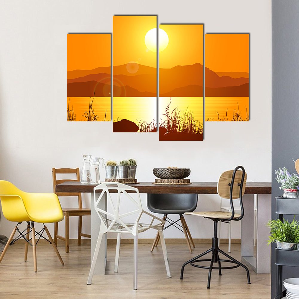 The Rocky Mountain Depicting The Sunrise Beauty, Multi Panel Canvas Wall Art