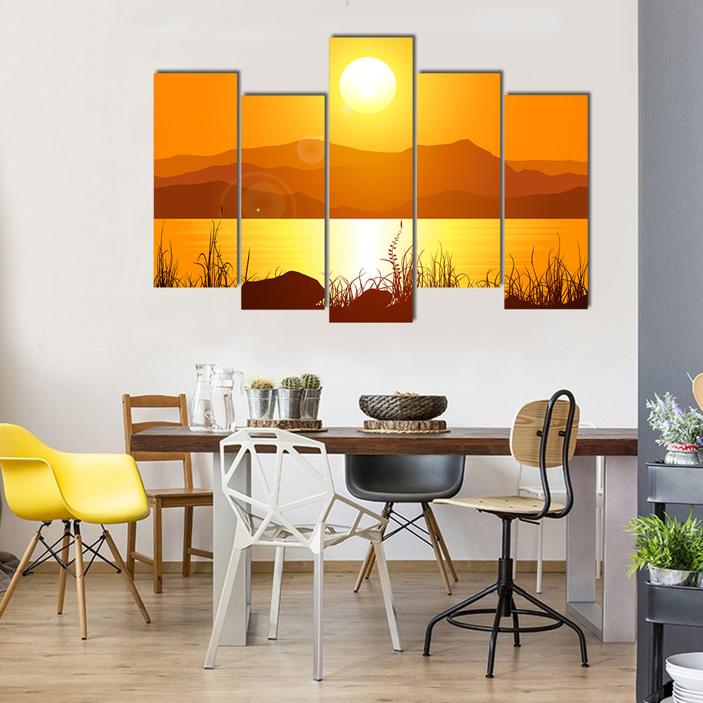 The Rocky Mountain Depicting The Sunrise Beauty, Multi Panel Canvas Wall Art