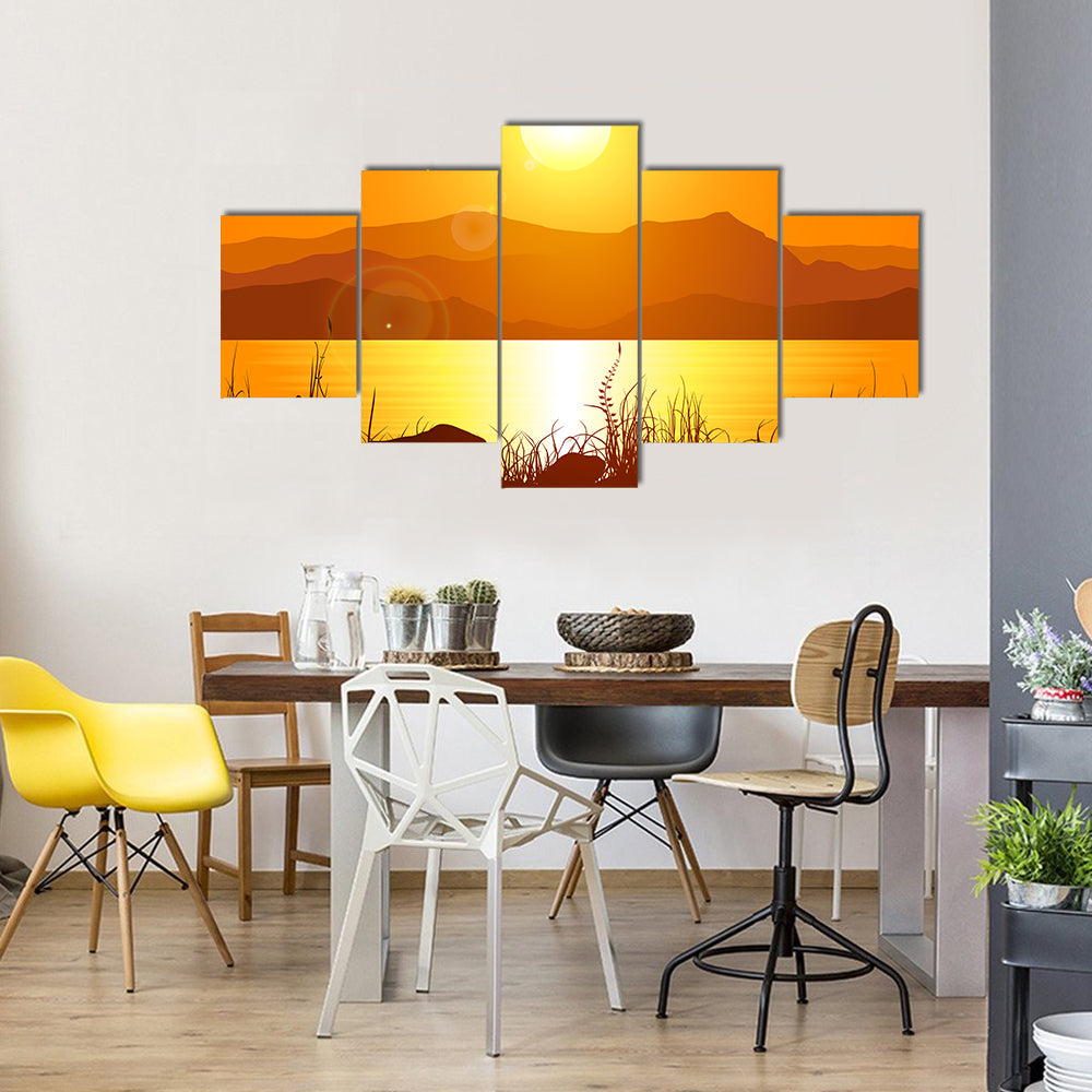 The Rocky Mountain Depicting The Sunrise Beauty, Multi Panel Canvas Wall Art