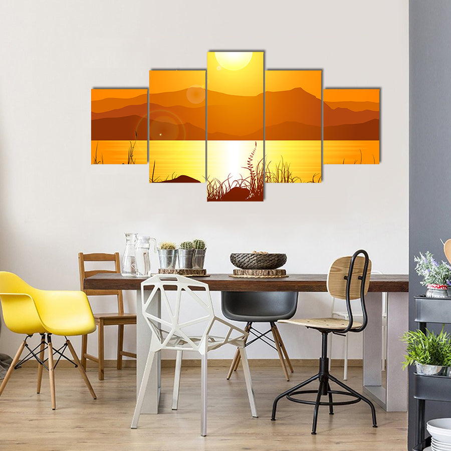 The Rocky Mountain Depicting The Sunrise Beauty, Multi Panel Canvas Wall Art