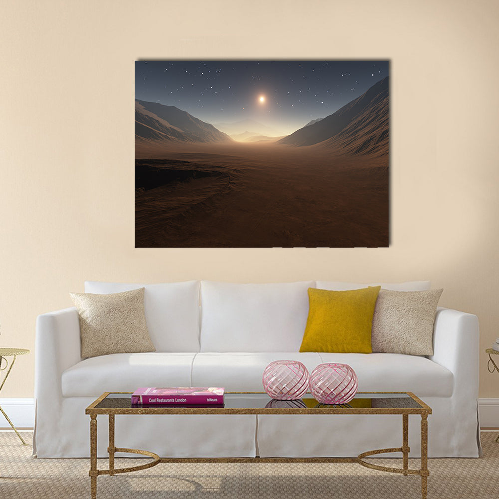 Sunset on Mars. All art elements made by me Multi Panel Canvas Wall Art