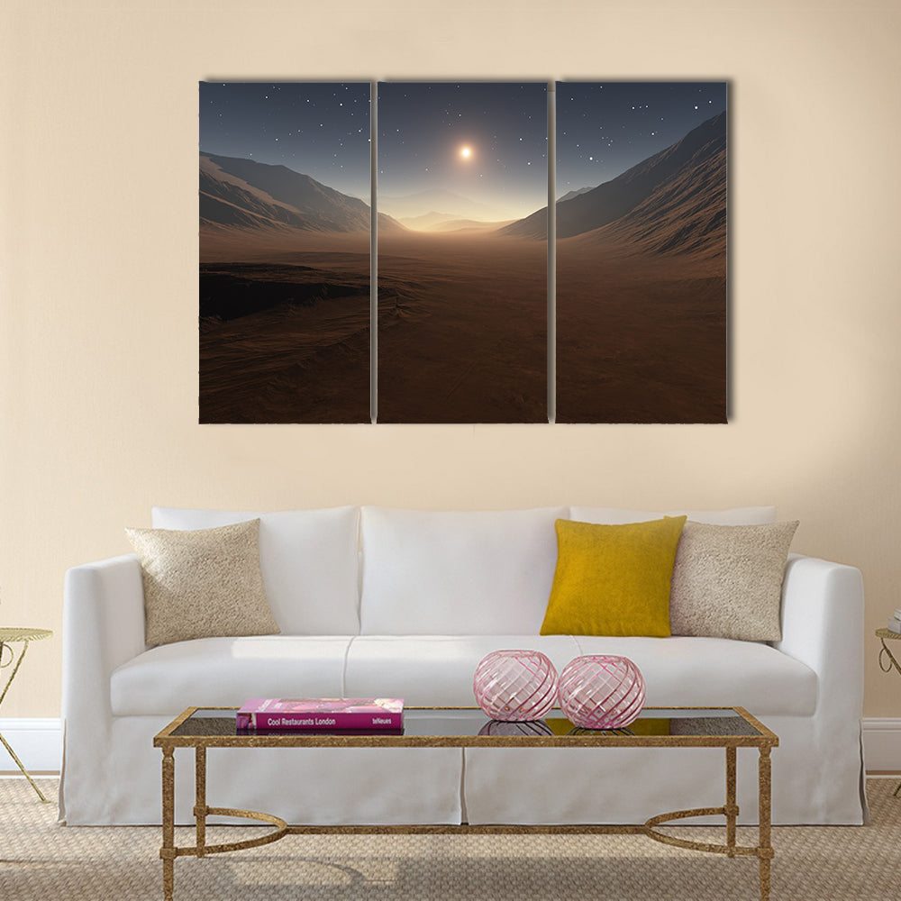 Sunset on Mars. All art elements made by me Multi Panel Canvas Wall Art