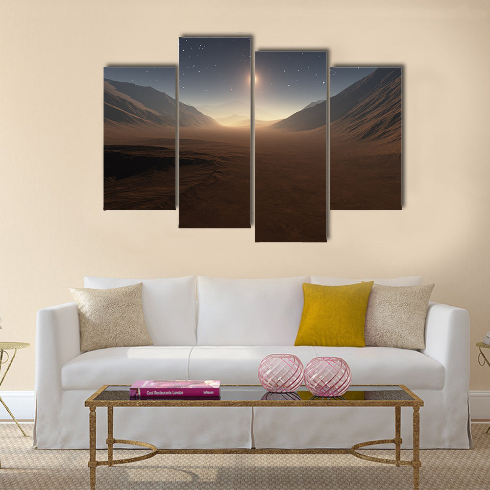 Sunset on Mars. All art elements made by me Multi Panel Canvas Wall Art