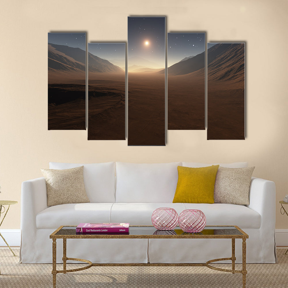 Sunset on Mars. All art elements made by me Multi Panel Canvas Wall Art