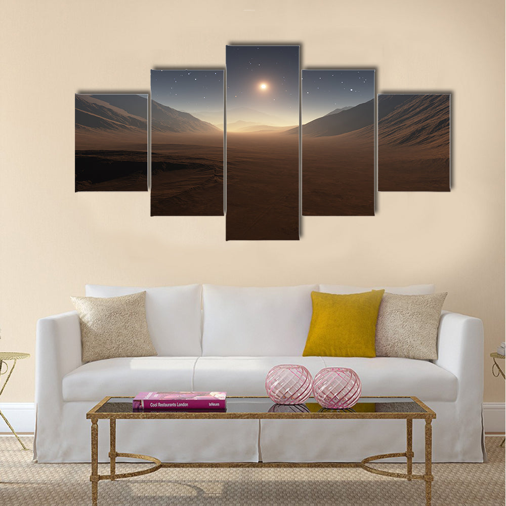 Sunset on Mars. All art elements made by me Multi Panel Canvas Wall Art