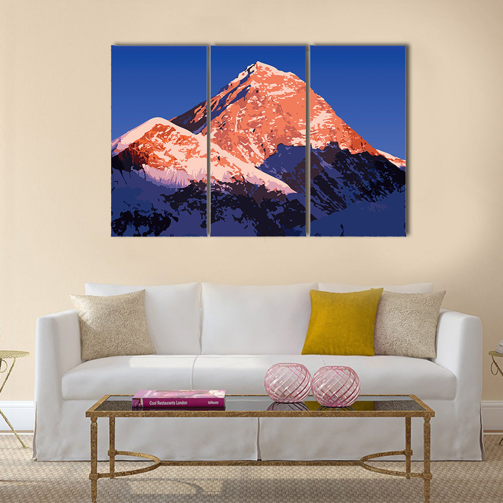 Mount Everest, world’s highest mountain, in the Himalaya, Nepal multi panel canvas wall art