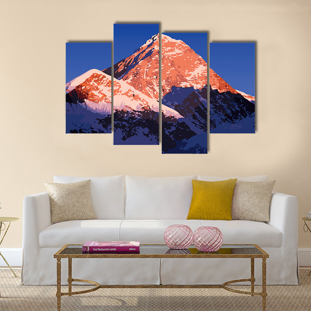 Mount Everest, world’s highest mountain, in the Himalaya, Nepal multi panel canvas wall art