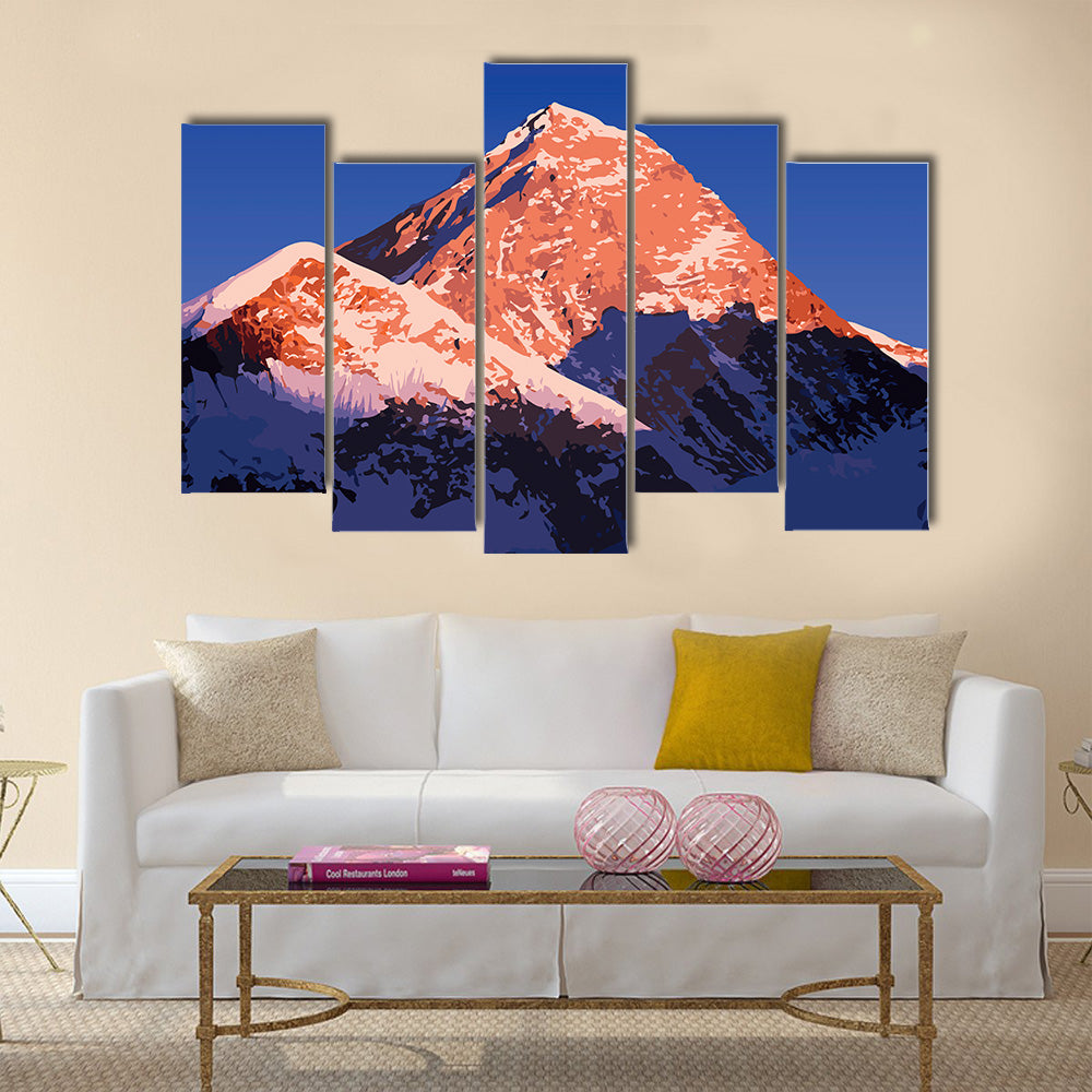 Mount Everest, world’s highest mountain, in the Himalaya, Nepal multi panel canvas wall art