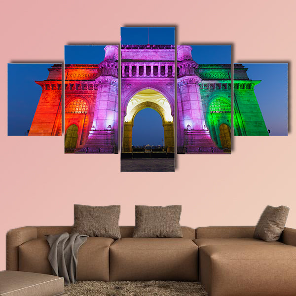 Gateway of India in Mumbai city in India multi panel canvas wall art