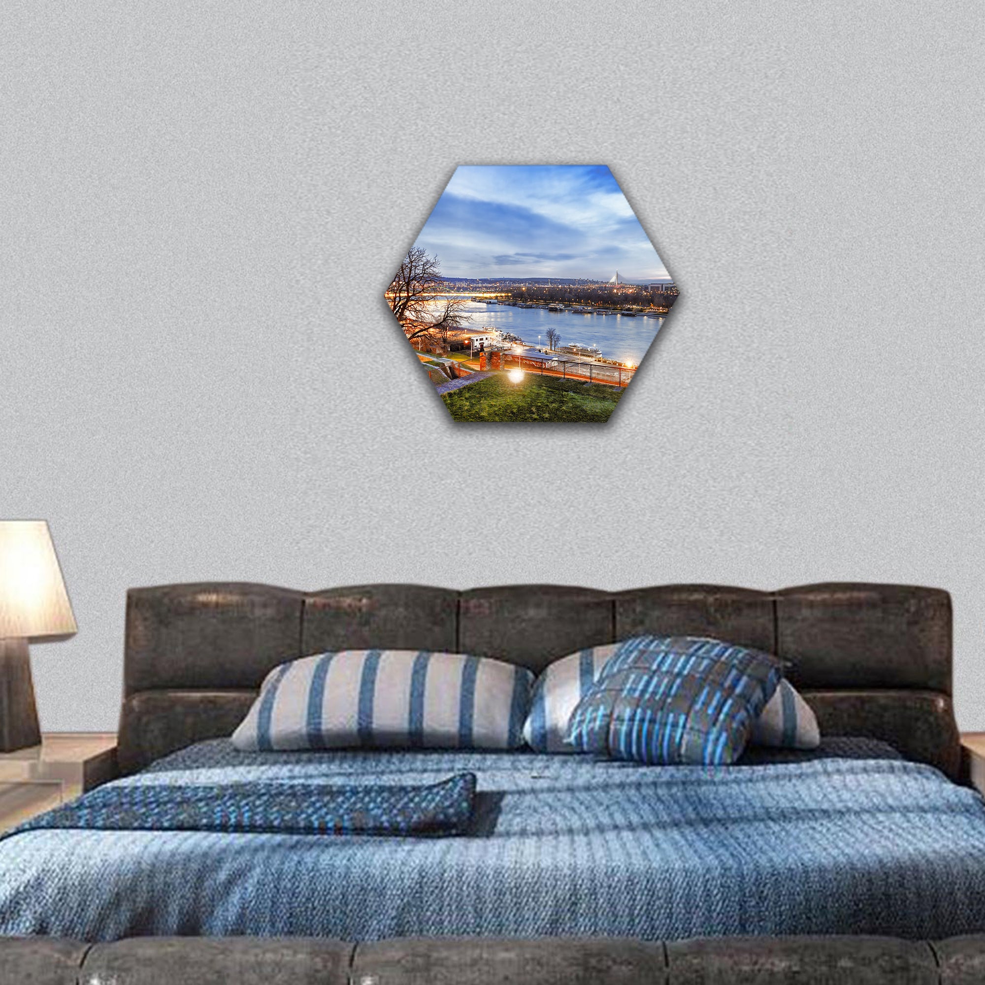 Belgrade capital city of Serbia  hexagonal canvas wall art