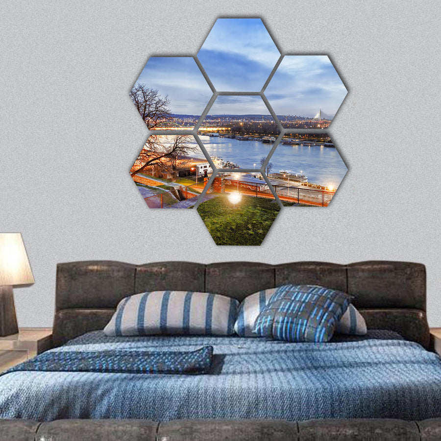 Belgrade capital city of Serbia  hexagonal canvas wall art