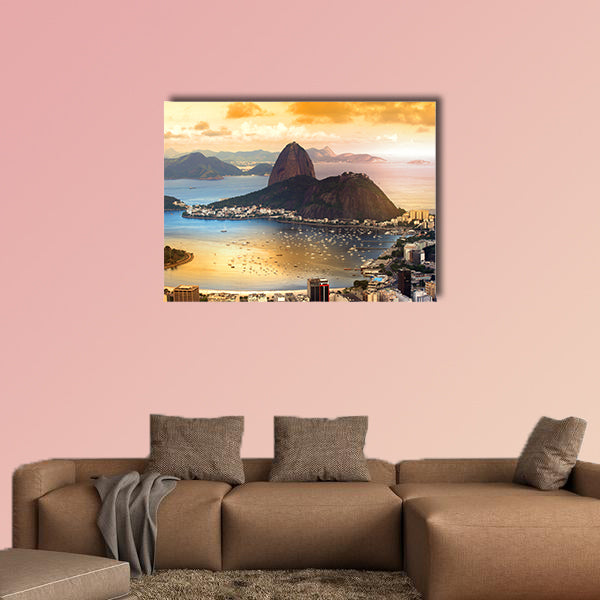Rio De Janeiro, Brazil in twilight multi panel canvas wall art