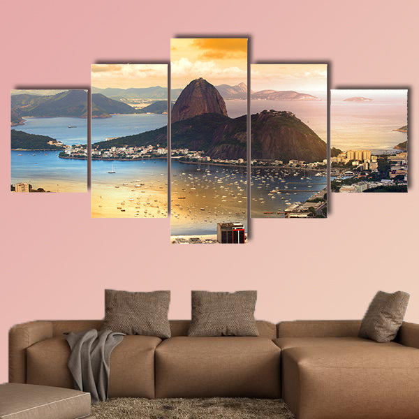 Rio De Janeiro, Brazil in twilight multi panel canvas wall art