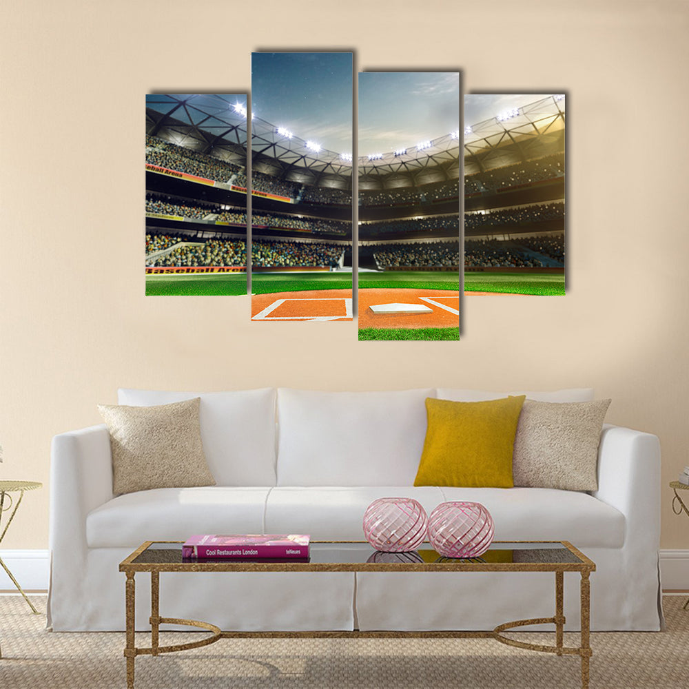 Professional baseball grand arena in the sunlight Multi panel canvas wall art