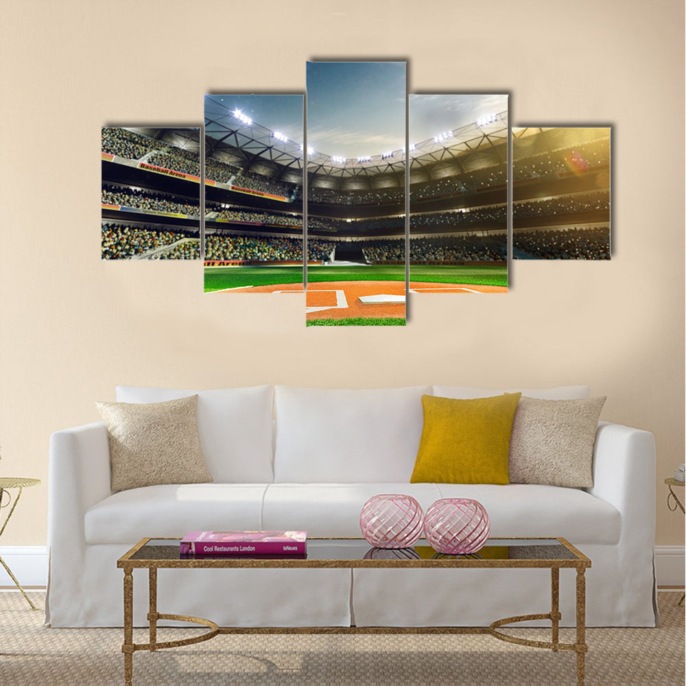 Professional baseball grand arena in the sunlight Multi panel canvas wall art