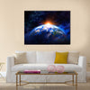 planet earth in outer space Multi Panel Canvas Wall Art